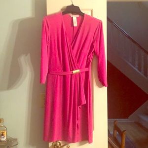 Fuchsia faux wrap dress gets noticed!